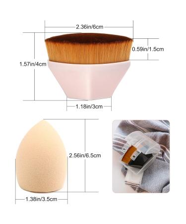 Buy Pink Foundation Brush & Makeup Sponge Blender | Flawless Flat Top Brush for Powder & Cream | International Shipping - Buy Online on GoSupps.com