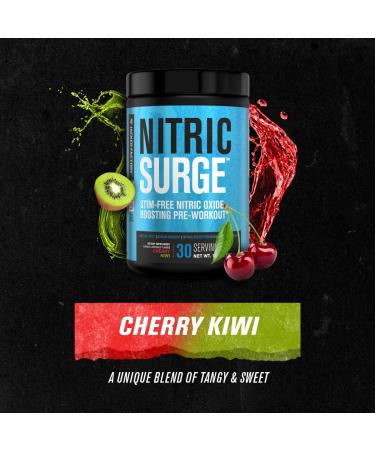 Nitric Surge Stim Free Pre Workout Powder | Caffeine Free Nitric Oxide Supplement w/Creatine L Citrulline & GlycerSize for Pumps | Cherry Kiwi Flavor - 30 Servings - Buy Online on GoSupps.com