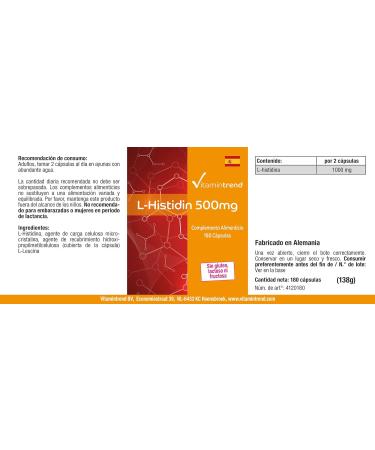 L-Histidine Extract - High Dose - Vegan - 180 Capsules - Dietary Supplement | Vitamintrend  - Buy Online on GoSupps.com