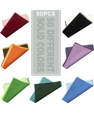 Aubliss 50pcs 9.84" x 9.84" (25cm x 25cm) Cotton Fabric Bundle PreCut Squares Fat Quarter for Patchwork Sewing DIY Craft Quilting Fabric (Bright Solid Colors) 50pcs-solid - Buy Online on GoSupps.com