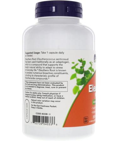Now Foods Eleuthero 250 Capsules - Natural 500mg Energy Booster - Buy Online on GoSupps.com