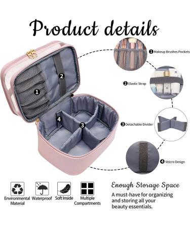Leather Double Layer Makeup Organizer Bag - Large Travel Cosmetic Case for Women - Pink - Buy Online on GoSupps.com