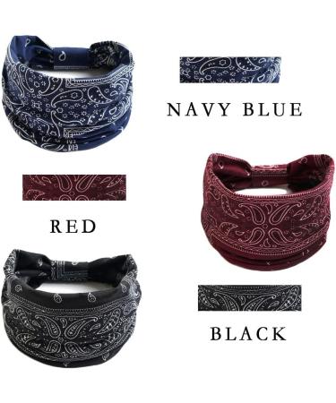 Headbands for Women Ladies Wide Hair Band Boho Floral Print Knot Elastic Running Yoga Head Wrap Hairbands(3 Colors) boho 1 - Buy Online on GoSupps.com