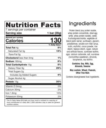 WonderSlim Protein & Fiber Bar - Fluffy S'more Crisp | 15g Protein, 8g Fiber, 3g Net Carbs (7ct) - Buy Online on GoSupps.com