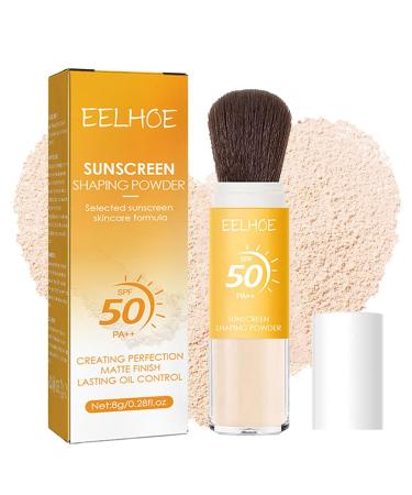 Baorder Mineral Sunscreen Powder SPF 50 PA++ Sunscreen Powder Oil Control Natural Matte Finish Breathable Lightweight and Durable Sunscreen Powder with Brush (8g 1PCS)