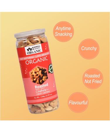 Blessfull Healing Organic Natural Vegan Cajun Roasted Halves/Pieces Cashew Nuts Crunchy Kaju 150 Gram - Buy Online on GoSupps.com