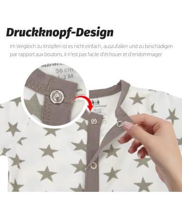 Baby Girl Sleep Romper: Cotton Pajama Sleeping Bag Size 56-68 with Feet & Buttons, Grey Star Design, Newborn 0-6 Months - Buy Online on GoSupps.com