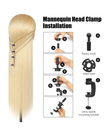 28-Inch Synthetic Hair Styling Training Head for Hairdressers - Free DIY Braided Set Included (Blond) - Buy Online on GoSupps.com