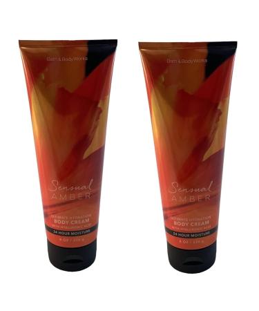 Bath and Body Works Gift Set of of 2 - 8 oz Body Cream - (Sensual Amber)  Multicolor
