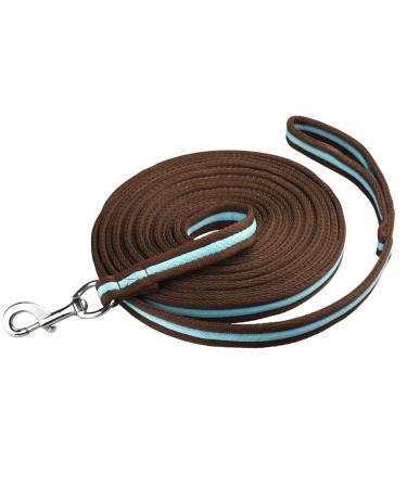 Start lunging line for equestrian lunge horse 8m softlongs made of nylon horse song with hand loop tug line reins with carabiner floor work rope horse (brown/turquoise)