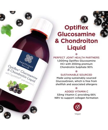 Healthspan Optiflex Glucosamine & Chondroitin Liquid (2x300ml) - 1,000mg Glucosamine HCl - Cartilage & Collagen Support - Buy Online on GoSupps.com
