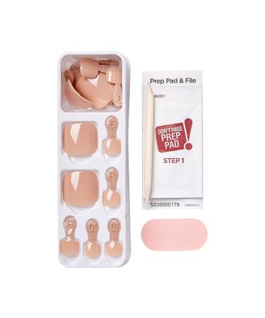 imPRESS Color Press-On Pedicure Fake Toenails Kit - Sweet Love Style, Dark Tan Square Shaped Nails with Prep Pad, Mini Nail File, Cuticle Stick - 24 Fake Nails - Buy Online on GoSupps.com