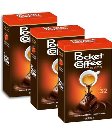 CAIYA 3 x Pocket Coffee Espresso Maxi Box with 32 Chocolate Pralines and 100% Arabica Coffee 400g 3 packs