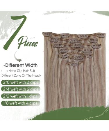 Hetto Real Hair Clip-In Extensions - Ash Blonde Highlights #18/613 | 120g 50cm Remy Hair | Premium Quality - Buy Online on GoSupps.com