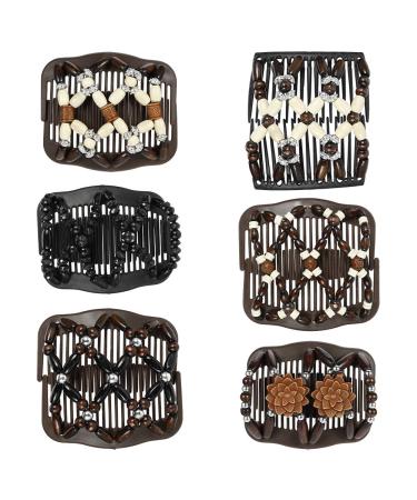 iufvbgxdh 6 Pieces Beads Hair Combs Magic Elastic Multifunction Hair Double Clips Hair Holder for Women Girls Hair Accessory DIY Hair Styling Tool