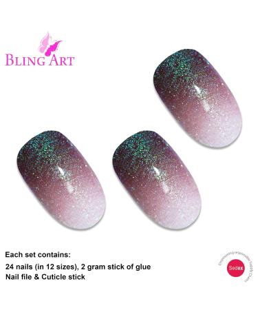 Shop Bling Art Red Brown Gel Ombre False Nails - 24 Premium Oval Artificial Nails with Glue - Perfect for Stunning Nail Art - Buy Online on GoSupps.com
