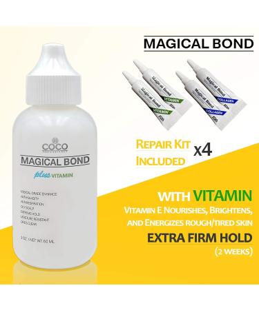 Magical Bond Plus Vitamin 2 oz - Extra Firm Hold Adhesive for Lace Wigs & Hair Pieces | Includes 4 Trial Repair Kit - Best Lace Glue for a Strong Hold - Buy Online on GoSupps.com