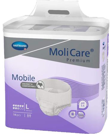 Molicare Premium Mobile Disposable Pants for Incontinence | 8 Drops Size L (100-150 cm Hip) | 14 Pieces | Discreet Protection for Men & Women - Buy Online on GoSupps.com