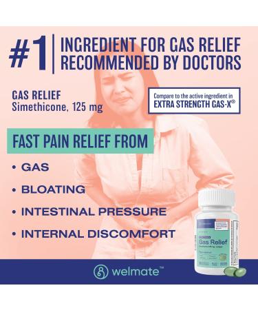 WELMATE Gas Relief Softgels 125mg | Extra Strength for IBS | Fast Acting Stomach Support | 365 Softgels - Buy Online on GoSupps.com