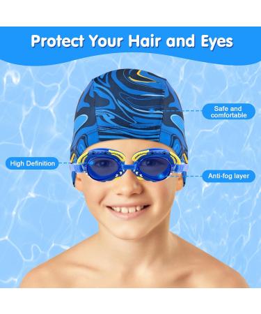Buy Bath Cap Set for Kids | Comfortable Swimming Cap & Goggles | Ages 5-12 | Bath Hood for Boys & Girls - Buy Online on GoSupps.com