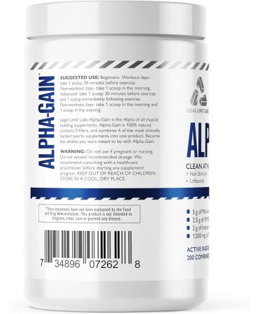Legal Limit Labs Alpha Gain- Clean Athlete Complex- creatine HMB L-Leucine and Phosphatidic Acid - Lean Muscle 30 Servings - Buy Online on GoSupps.com