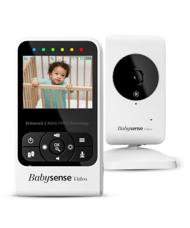 New Babysense Video Baby Monitor with Camera and Audio, Long Range, Room Temperature, Infrared Night Vision, Two Way Talk Back, Lullabies and High Capacity Battery, Model V24R V24R-1CAM