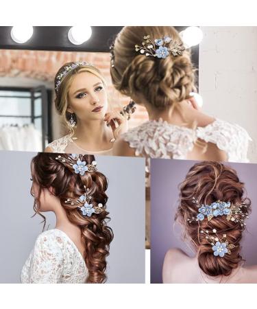 WHYCNJL 3 Pieces Wedding Comb Pearl Hair Jewelry Bridal Rhinestone Bridal Jewelry Comb Hair Clip for Bride Bridesmaid Blue - Buy Online on GoSupps.com