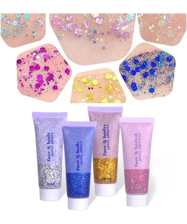Body Glitter Gel 50ml Face Glitters Body Gel Sequins Shimmer Liquid Eyeshadow Mermaid Sequins Sparkling Chunky Body Lotion Glitter Liquid for Face Body Eye Hair Nail DIY Makeup Decoration-Silver#05 05#Silver - Buy Online on GoSupps.com