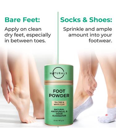O Naturals Foot Powder with Tea Tree Oil - Shoe Odor Eliminator & Deodorizer for Men, Women & Kids - Talc Free Natural Odor Control - Athletes Foot Powder - 2.1oz - Buy Online on GoSupps.com
