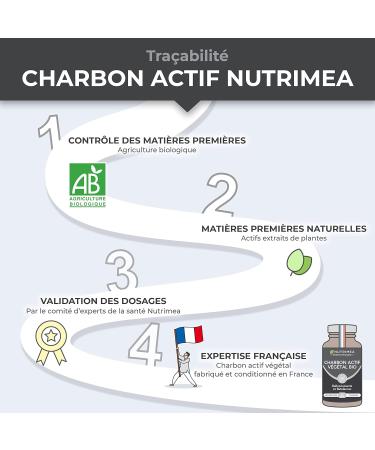 PURECOAL Organic Activated Carbon - Patented Vegetable Charcoal - Made from French Chestnut Wood - Against Bloating Flatulence Swollen Belly - 60 Vegan Capsules - Nutrimea - Buy Online on GoSupps.com