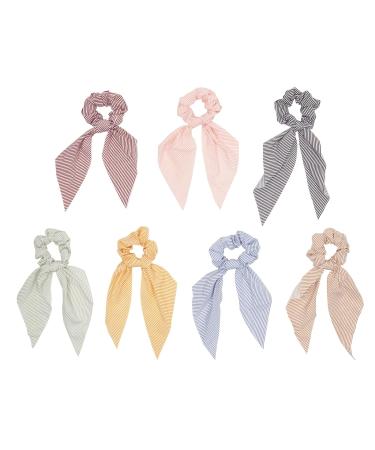 Chiffon Scarf Hair Scrunchies 14 Pack - 7 Striped 7 Solid - Women's Stylist Accessories - Buy Online on GoSupps.com