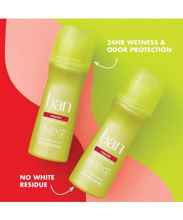 Ban Invisible Roll-on Antiperspirant Deodorant for Women and Men 24-Hour Underarm Odor & Sweat Protection Regular 3.5 Oz Pack of 2 Regular 3.5 Fl Oz (Pack of 2) - Buy Online on GoSupps.com