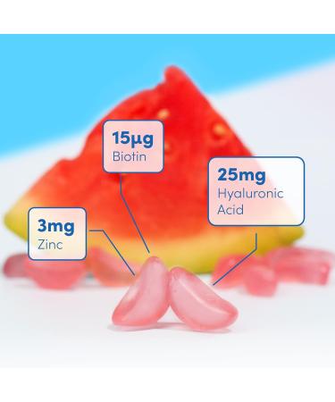 Hyaluronic Acid Vegan Gummies with Biotin, Zinc for Skin, Hair, Nails Support - Menopause Health - 60 Watermelon Flavour Chewable Gummies - Buy Online on GoSupps.com