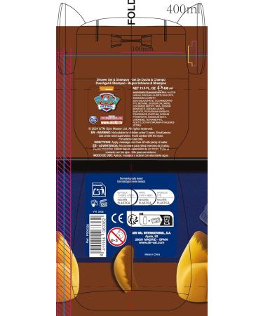 Paw Patrol Chase 3D Bottle Children Hair and Body Wash 2 in 1 Shower Gel and Shampoo Natural Vegan and FSC Approved Shower Gel and Shampoo for Kids 400 ml - Buy Online on GoSupps.com