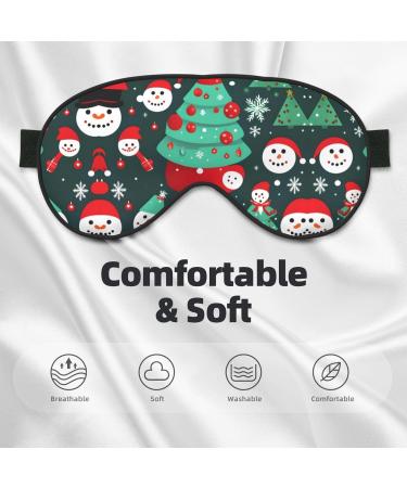 Double-Sided Eye Mask with Christmas Tree & Snowman Print | Soft Light Blocking for Better Sleep Quality - Perfect Holiday Gift - Buy Online on GoSupps.com