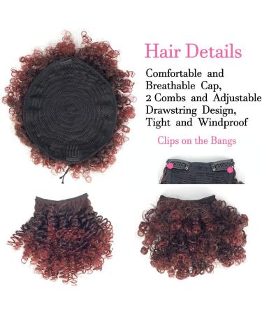 Afro Puff Drawstring Ponytail with Bangs Pineapple Updo Hair for Black Women Short Kinky Curly Ponytail Bun with 2 Bangs(#1B/BUG) 1 ponytail+ 2 bangs T1B/BUG - Buy Online on GoSupps.com