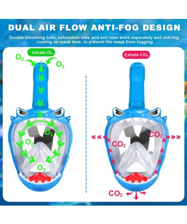 Kids Full Face Snorkel Mask Set - 180 Panoramic View, Anti-Leak/Anti-Fog, Blue - Safe & Foldable Snorkeling Gear for Kids/Adults - Buy Online on GoSupps.com