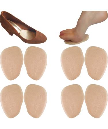 Chiroplax High Heel Cushion Inserts Pads (4 Pairs) Suede Ball of Foot Forefoot Metatarsal Anti Slip Shoe Insoles for Women Normal Thickness Beige