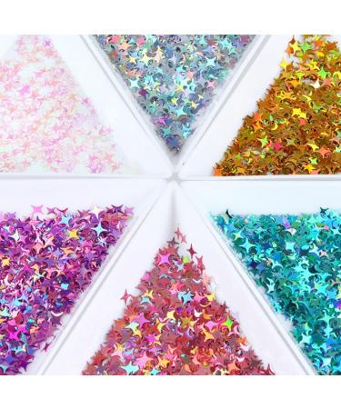 GZMAYUEN 12 Grids Irregular Stars Flake Nail Sequins | 3D Colorful Sparkly Nail Glitter for Manicure & DIY Nail Art Charms - Buy Online on GoSupps.com
