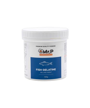 Mr.P Ingredients Fish Gelatine 100g 160 Bloom Powder Stabiliser Gelling Aerating Agent Instant Halal Kosher Gluten Free Non-GMO (Recyclable Pot) Fish Gelatine 100 g (Pack of 1)