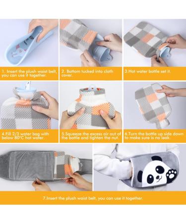 Plush Panda Hot Water Bottle with Waist Warmer Cover - Pain Relief for Arthritis and Headaches - Hot & Cold Therapy - Grey - Buy Online on GoSupps.com