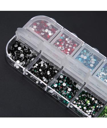 12 Grids Nail Art Rhinestones DIY Nail Decoration Glitter Beads Manicure Tool with Fashionable Design Safe Material for Nails (Rhinestone 6#) - Buy Online on GoSupps.com