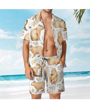 Weedkeycat Men's Capybara Hawaiian Beach Outfit Set - X-Small - Buy Online on GoSupps.com