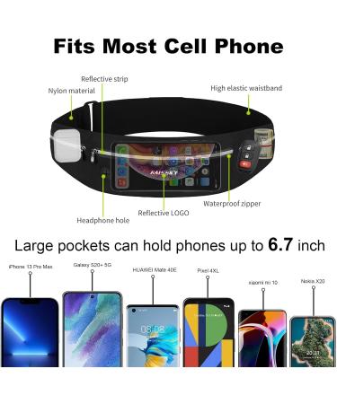 Haissky Purpose Hip Pocket Belly Bag - Fitness Belt for Running Jogging Cycling - Adjustable for Phones Up to 6.7 Inches - Black - Buy Online on GoSupps.com