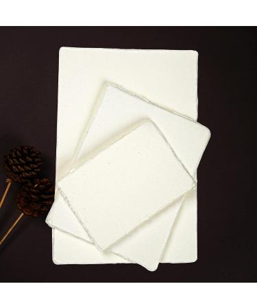 Watercolor Paper - 6 X 4 inches - Mixed Media Watercolor Paper - 150 GSM Thick Deckle Edge Virgin Cotton Handmade Paper - Off White Off White S - Buy Online on GoSupps.com