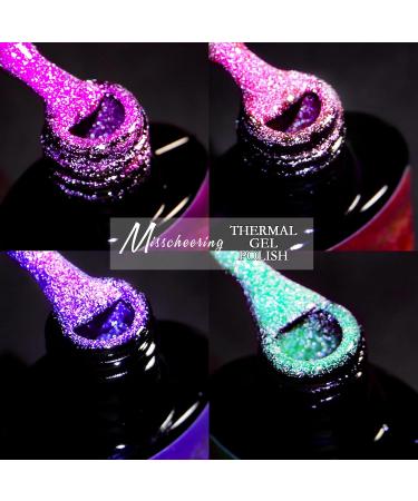 Colour Changing Gel Nail Polish Gel Nail Polish with Thermal Temperature Color Changing Diamond Glitter Reflective Nail Polish Long Lasting Glossy for DIY Nail Art Manicure at Home Salon (24#) - Buy Online on GoSupps.com