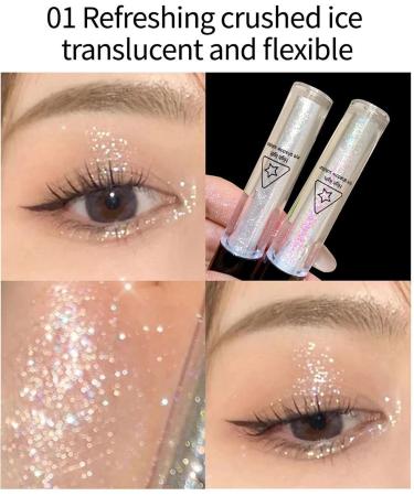 Liquid Eyeshadow | Eye Shadow | Metallic Liquid High-pigmented and Waterproof Long Lasting Quick-Drying Eyeshadow Holographic Eyeshadow 01# White Moonlight - Buy Online on GoSupps.com