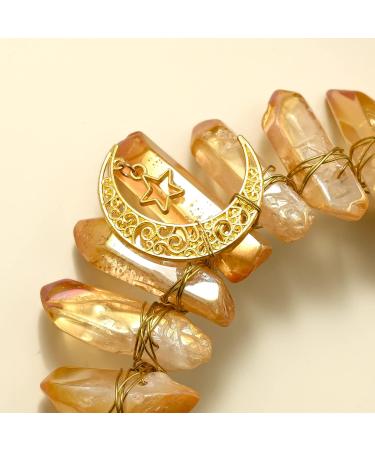 Raw Crystal Quartz Moon Goddess Crown Tiara - Amber Mermaid Wedding Headpiece - Buy Online on GoSupps.com