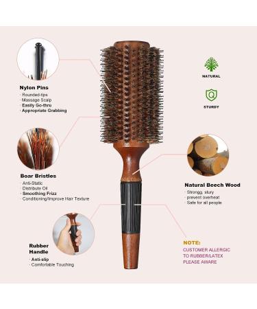 Bestool Boar Bristle Round Hair Brush for Quick Blowout - 2.8 Inch - Pack of 3 - Add Shine and Volume - Minimize Damage - For Women and Men - Buy Online on GoSupps.com