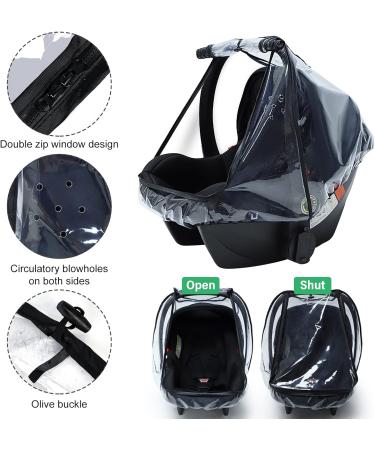 Universal Waterproof Baby Car Seat Rain Cover with Zipper Door and Ventilation - Transparent Stroller Weather Shield for Infant Car Seat - Buy Online on GoSupps.com